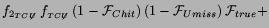 $\displaystyle f_{2_{ {T} {C}\not{U}}}\,f_{_{ {T} {C}\not{U}}}\,
(1-{\cal F}_{Chit})\,(1-{\cal F}_{Umiss})\,{\cal F}_{true} +$