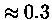 $\approx 0.3$