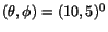 $ (\theta ,\phi ) = (10,5)^0$